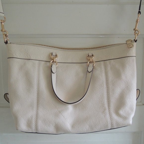 Coach Chalk White Pebbled Leather Lenox Satchel F59325 - Pristine - Picture 3 of 15